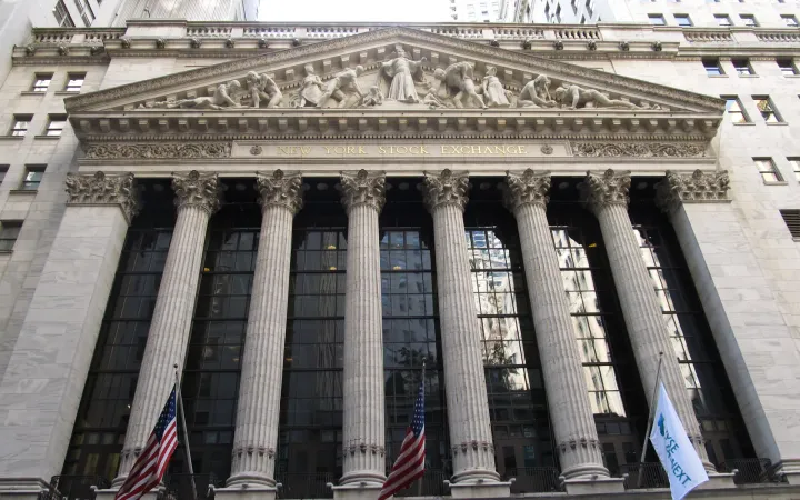 New York Stock Exchange building facade in Manhattan