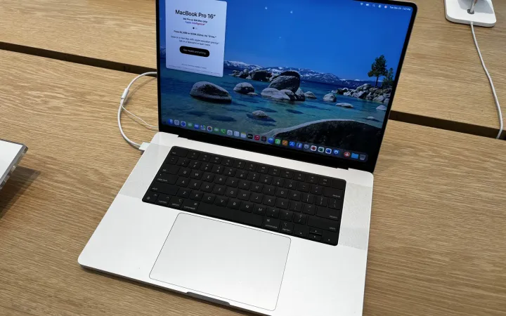 Silver MacBook Pro laptop with an Apple M4-series chip