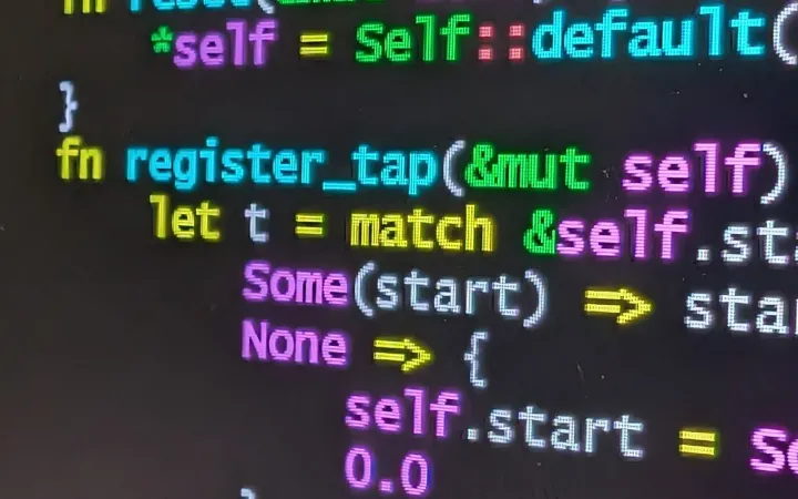 Rust source code displayed on a computer screen