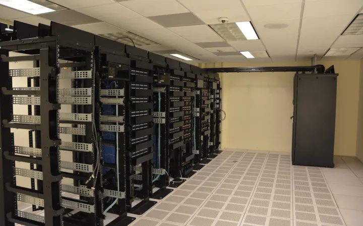 Rows of server racks in a data centre